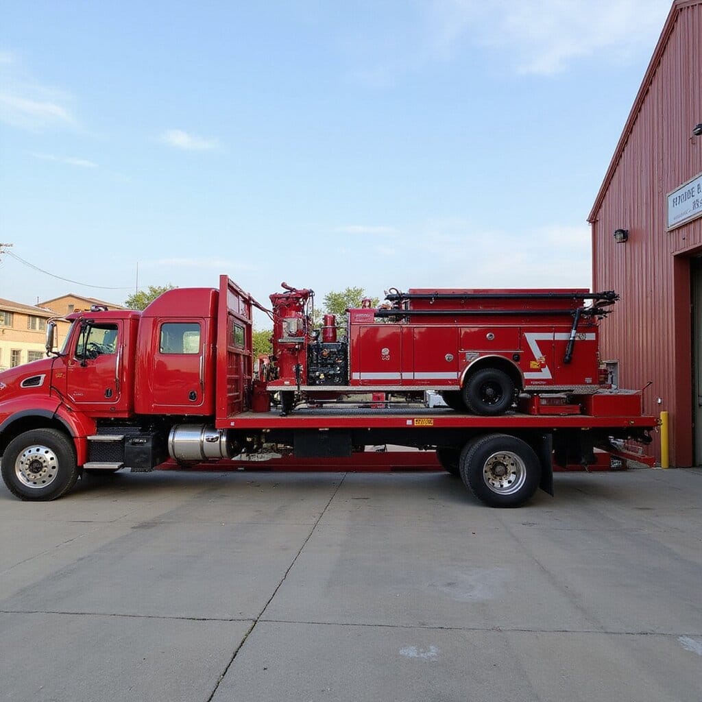 Red flatbed truck parked at a fire station, delivering a mobile fire pump system for emergency response. hoses pumps pumpers gpm water pump cart fire hoses engine gpm hose gas fire pumps gasoline pumps pumps tires water pump tires engine diesel water pump gpm tank foam gpm fire pumps electric pump gpm foam cart cart gas pumps nozzles water pump pumper gpm suction hose diesel gpm gas pumps gpm pumper gpm fire pump pump gpm centrifugal pump hoses fire pump fire pumps gpm gpm wheel cart pumps gpm portable fire pump nozzles fire pump