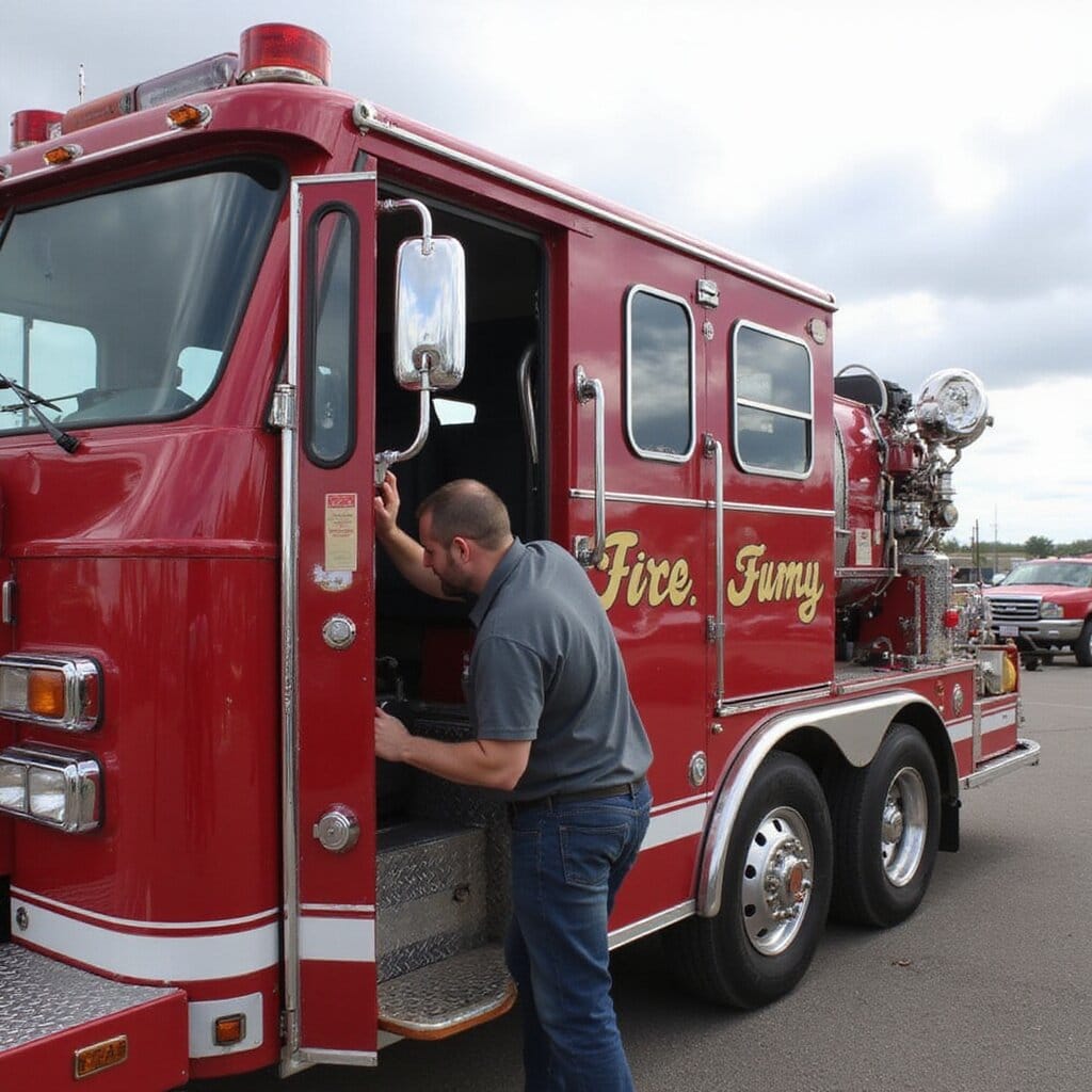 A technician wearing protective gear conducts a compliance inspection on a trailer-mounted mobile fire pump system. fire pump inspection software inspection nfpa software fire pump nfpa fire pump diesel engine jockey pump fire pump fire pumps ul fire pumps nfpa safety inspections nfpa nfpa ambulance diesel engine fire pumps nfpa inspection fire pump ul mobile app fire pump jurisdiction diesel engine ul fire pump inspections nfpa inspection software inspection jurisdiction fire pump fire pump inspections fire pump fire pump fire code safety regulations