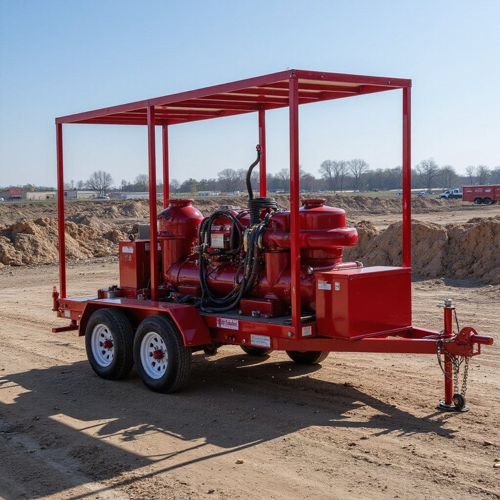 "Portable temporary fire pump rental unit with hoses set up on a construction site, ready for emergency water supply" emergency fire pump rentals emergency fire pump rentals emergency fire pump rentals emergency fire pump rentals emergency fire pump rentals