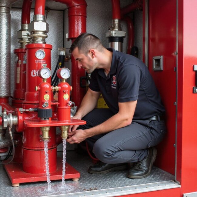 A technician performs load testing on a red mobile fire pump system, monitoring water flow and pressure gauges on the attached hoses. pump testing fire pump pump testing measurement fire pumps fire pump fire pump pump testing pump testing fire pump fire pump inspection certification diesel inspections certification pump testing pump testing inspection fire pump maintenance inspection inspection measurement fire pumps inspection inspections ul pump testing certification fire pump nfpa fire pump pump testing inspections nfpa fire pump pump testing pump testing fire pump ul nozzle fire hose nozzle fire pump ul diesel pump testing